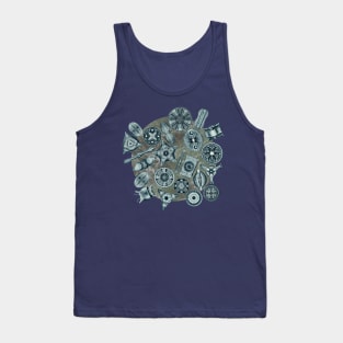 Ernst Haeckel Cerulean Diatoms on Mossy  Water Tank Top